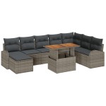 vidaXL Set de canapele pentru grădină cu pernă 9 pcs Gri