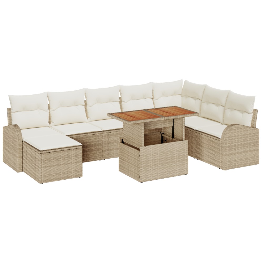 vidaXL Set de canapele pentru grădină cu pernă 9 pcs bej și crem