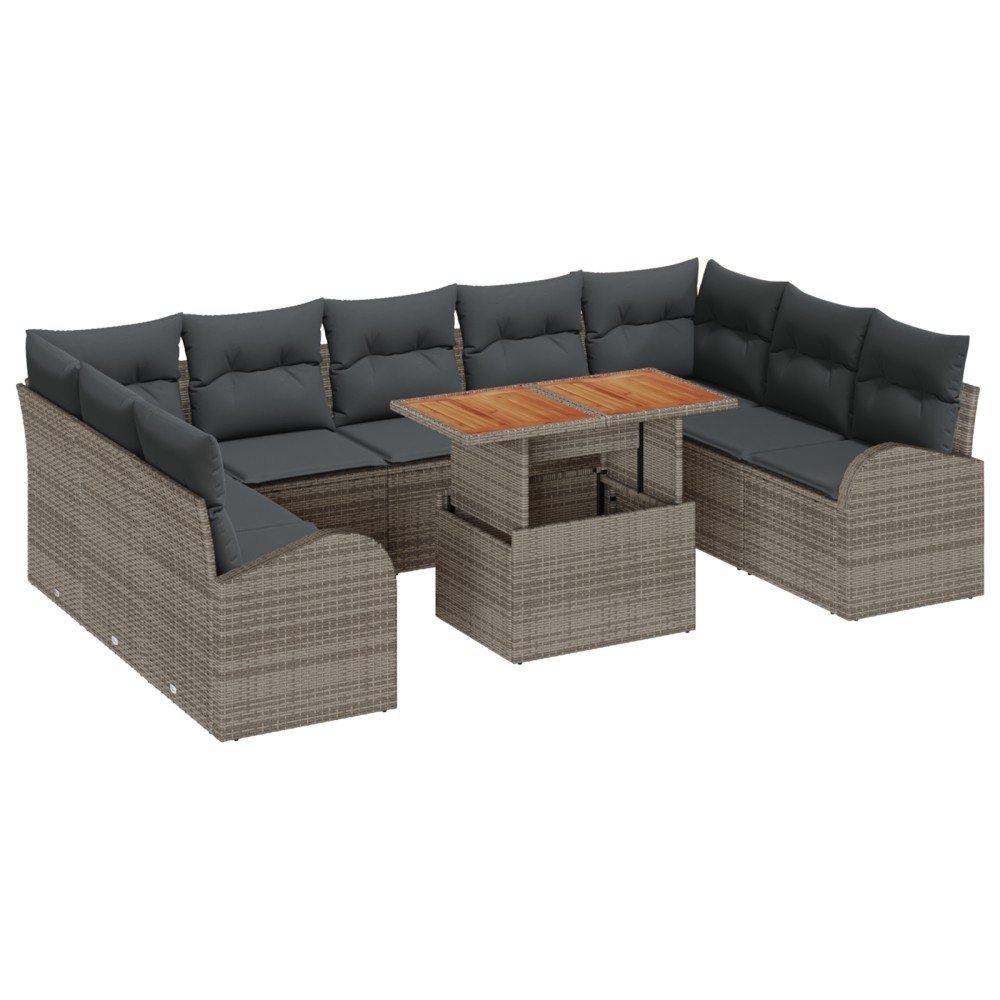 vidaXL Set de canapele pentru grădină 10 pcs Gri 100 x 55 x 73 cm