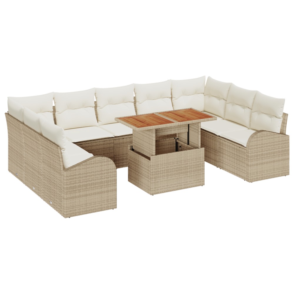 vidaXL Set de canapele pentru grădină cu pernă 10 pcs bej și crem