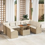 vidaXL Set de canapele pentru grădină cu pernă 10 pcs bej și crem