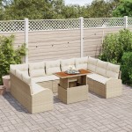vidaXL Set de canapele pentru grădină cu pernă 10 pcs bej și crem