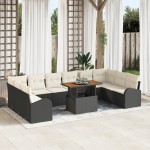 vidaXL Set de canapele pentru grădină cu pernă 11 pcs negru și crem