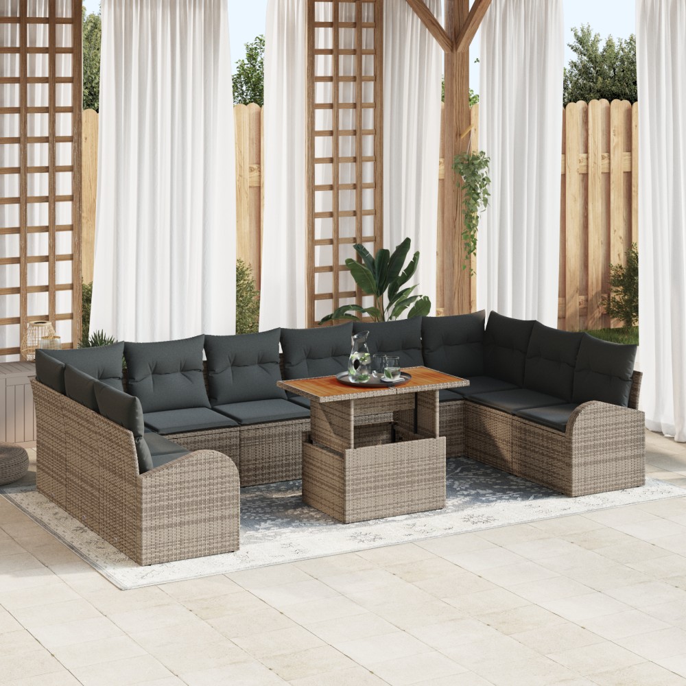 vidaXL Set de canapele pentru grădină 11 pcs Gri 100 x 55 x 73 cm