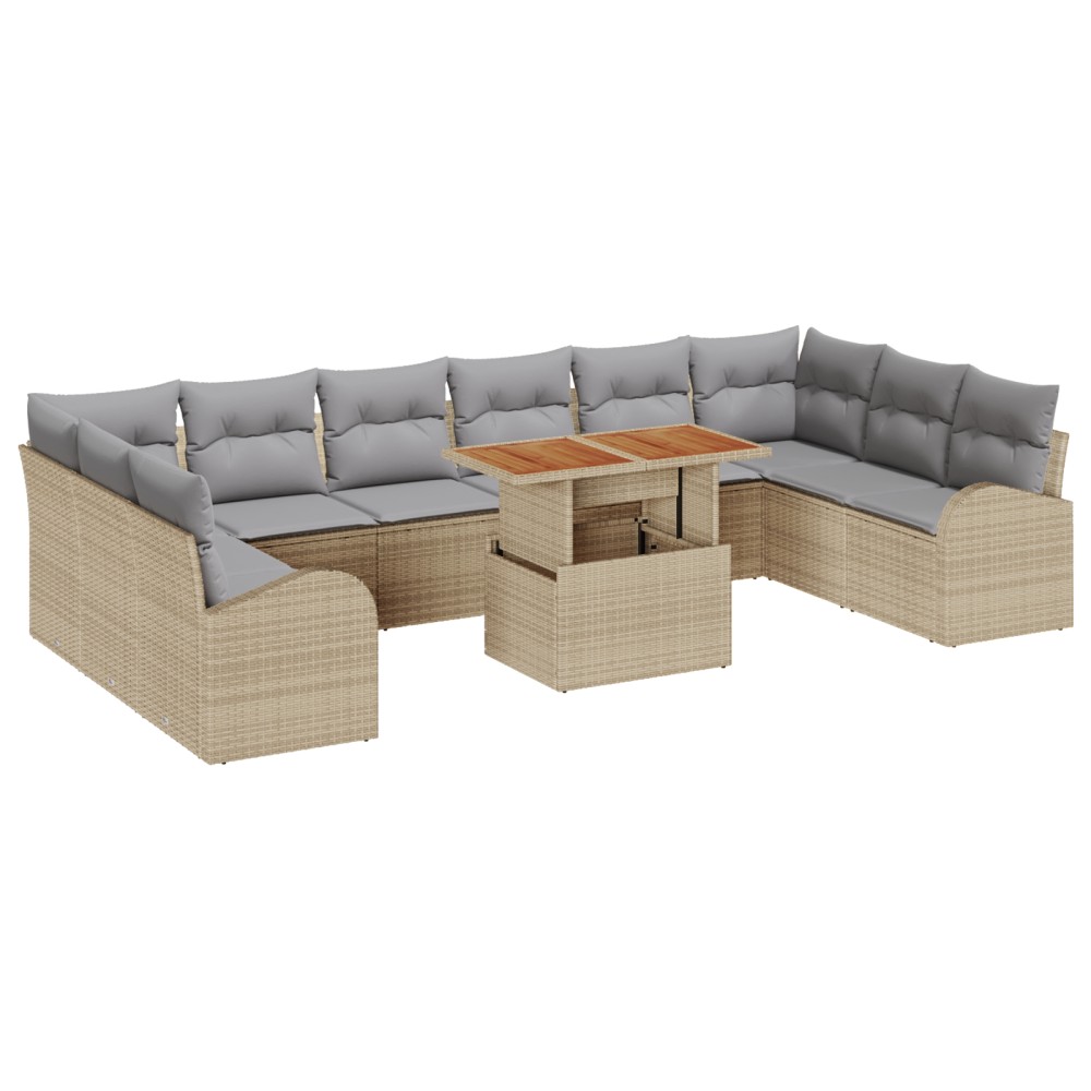 vidaXL Set de canapele pentru grădină 11 pcs bej și gri deschis