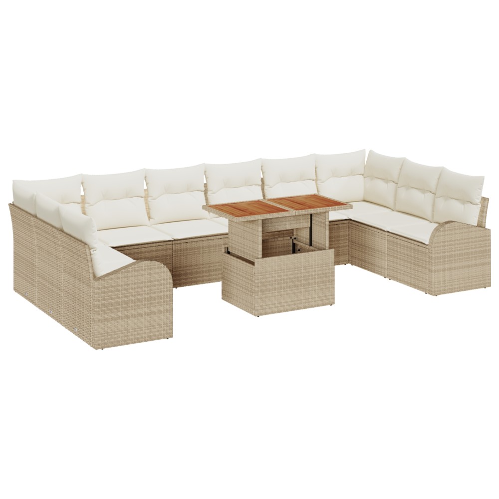 vidaXL Set de canapele pentru grădină cu pernă 11 pcs bej și crem