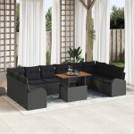 vidaXL Set de canapele pentru grădină 11 pcs Negru 100 x 55 x 73 cm