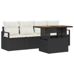 vidaXL Set de canapele pentru grădină cu pernă 5 pcs negru și crem