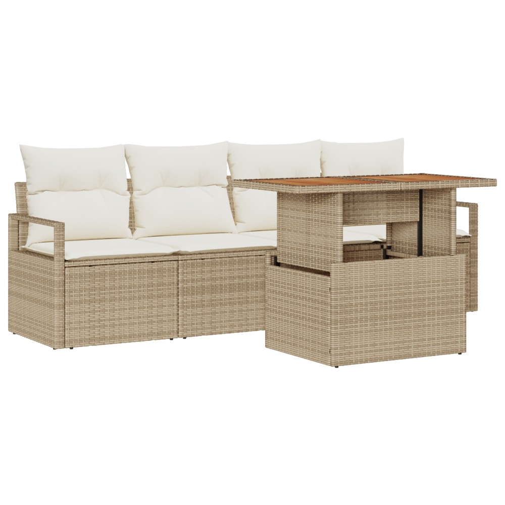 vidaXL Set de canapele pentru grădină cu pernă 5 pcs bej și crem