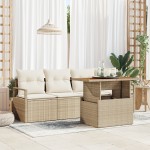 vidaXL Set de canapele pentru grădină cu pernă 5 pcs bej și crem vidaXL Set de canapele pentru grădină cu pernă 5 pcs bej și crem