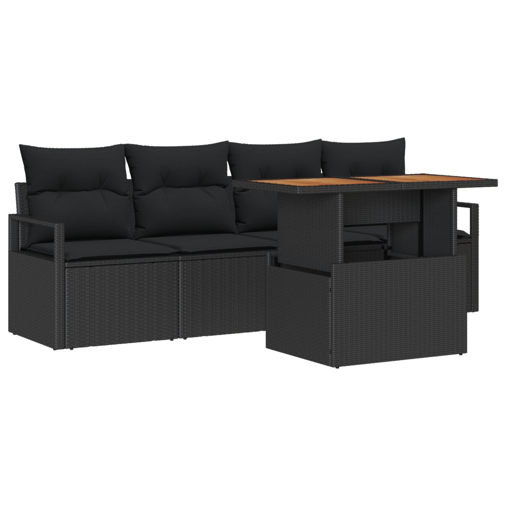 vidaXL Set de canapele pentru grădină 5 pcs Negru 100 x 55 x 73 cm