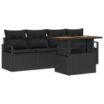 vidaXL Set de canapele pentru grădină 5 pcs Negru 100 x 55 x 73 cm
