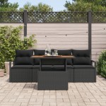 vidaXL Set de canapele pentru grădină 5 pcs Negru 100 x 55 x 73 cm