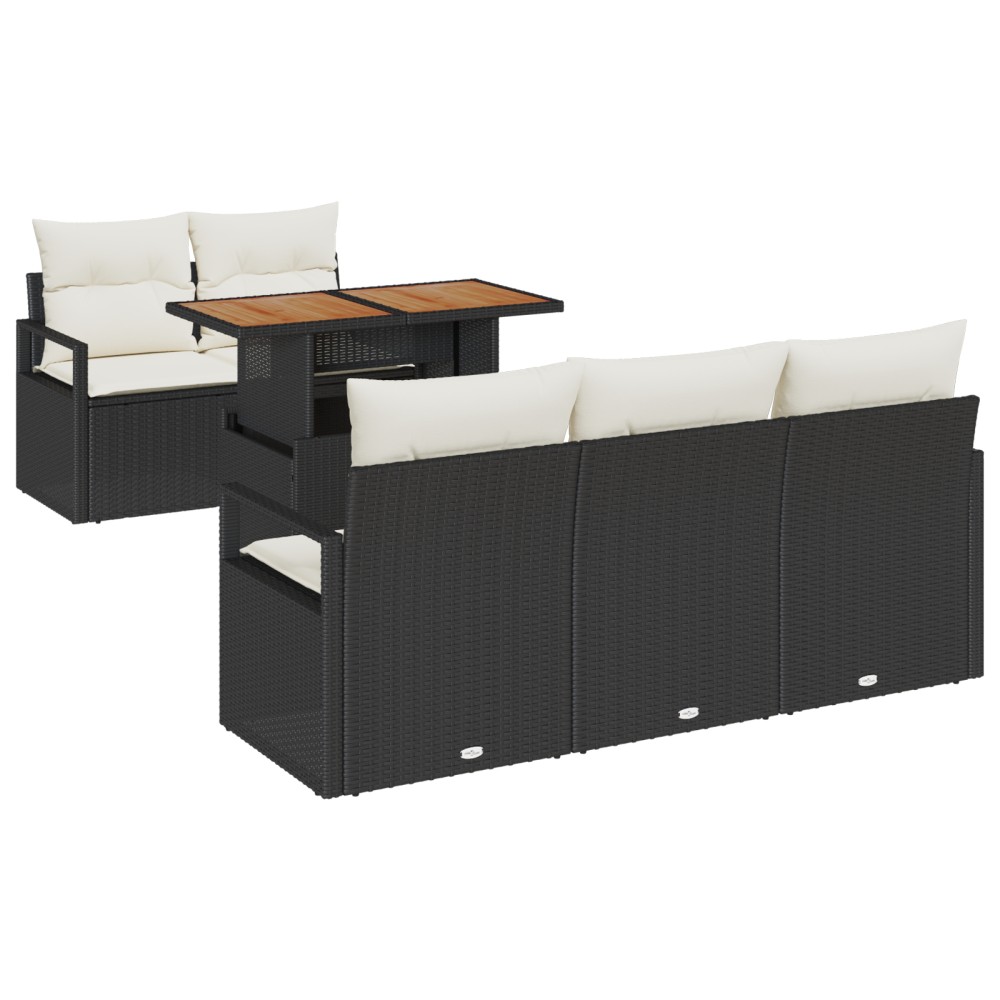 vidaXL Set de canapele pentru grădină cu pernă 6 pcs negru și crem