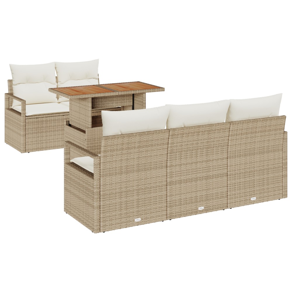 vidaXL Set de canapele pentru grădină cu pernă 6 pcs bej și crem
