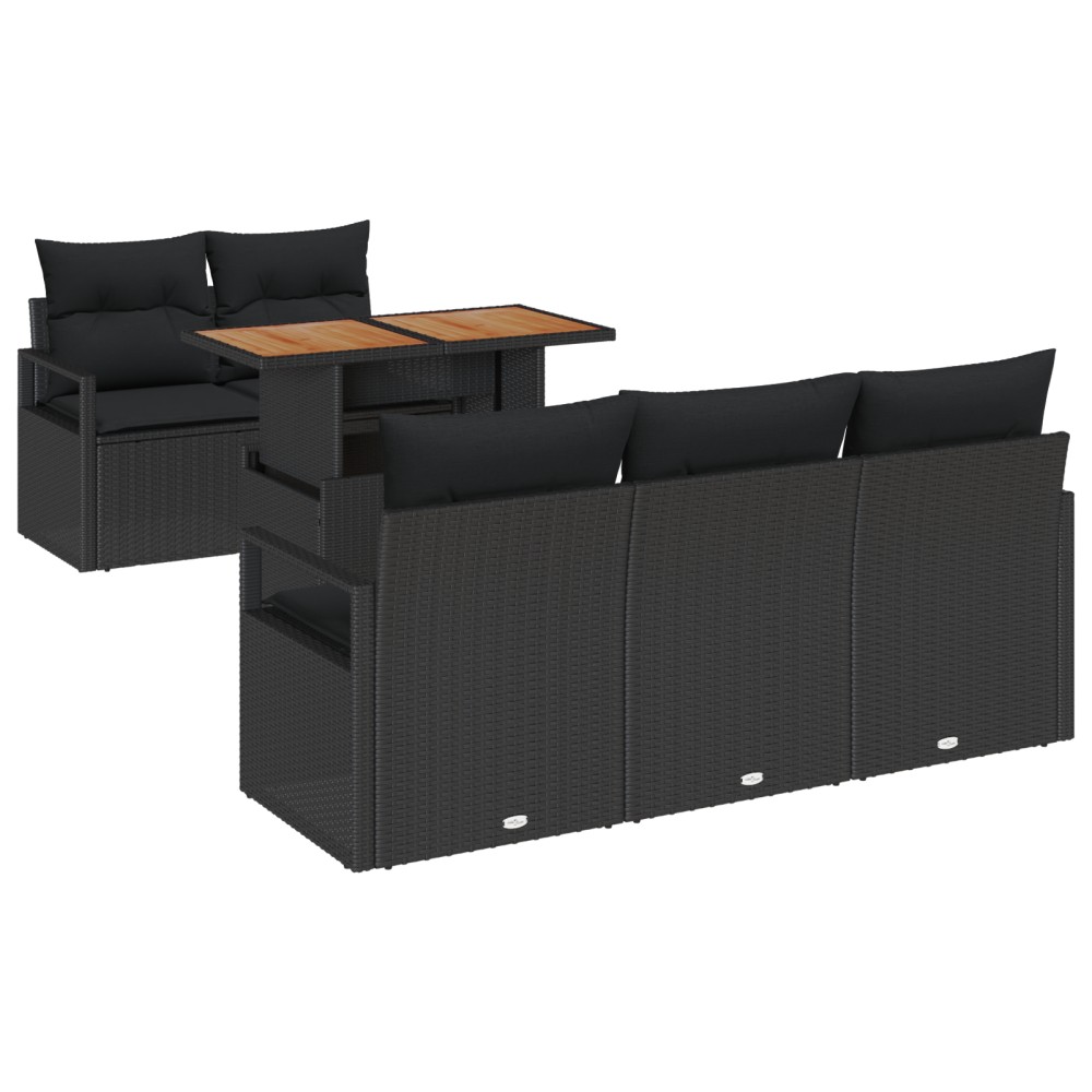 vidaXL Set de canapele pentru grădină 6 pcs Negru 100 x 55 x 73 cm