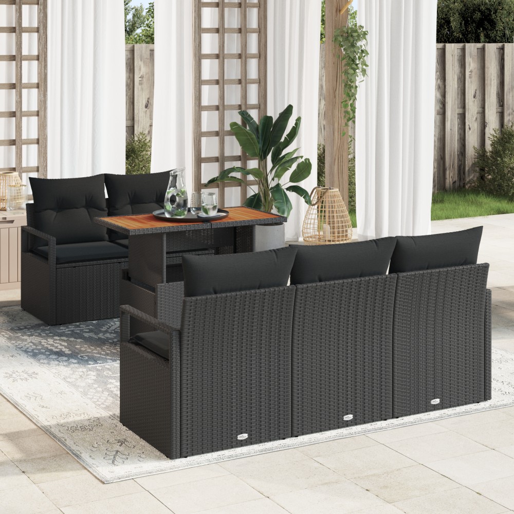 vidaXL Set de canapele pentru grădină 6 pcs Negru 100 x 55 x 73 cm