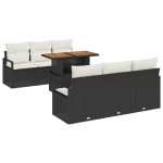 Set canapea de grădină vidaXL cu perne 7 piese negru ratan poli acacia Set canapea de grădină vidaXL cu perne 7 piese negru ratan poli acacia