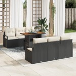 Set canapea de grădină vidaXL cu perne 7 piese negru ratan poli acacia Set canapea de grădină vidaXL cu perne 7 piese negru ratan poli acacia