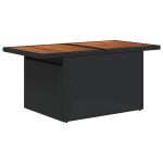 Set canapea de grădină vidaXL cu perne 7 piese negru ratan poli acacia Set canapea de grădină vidaXL cu perne 7 piese negru ratan poli acacia