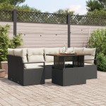 vidaXL Set de canapele pentru grădină cu pernă 7 pcs negru și crem vidaXL Set de canapele pentru grădină cu pernă 7 pcs negru și crem