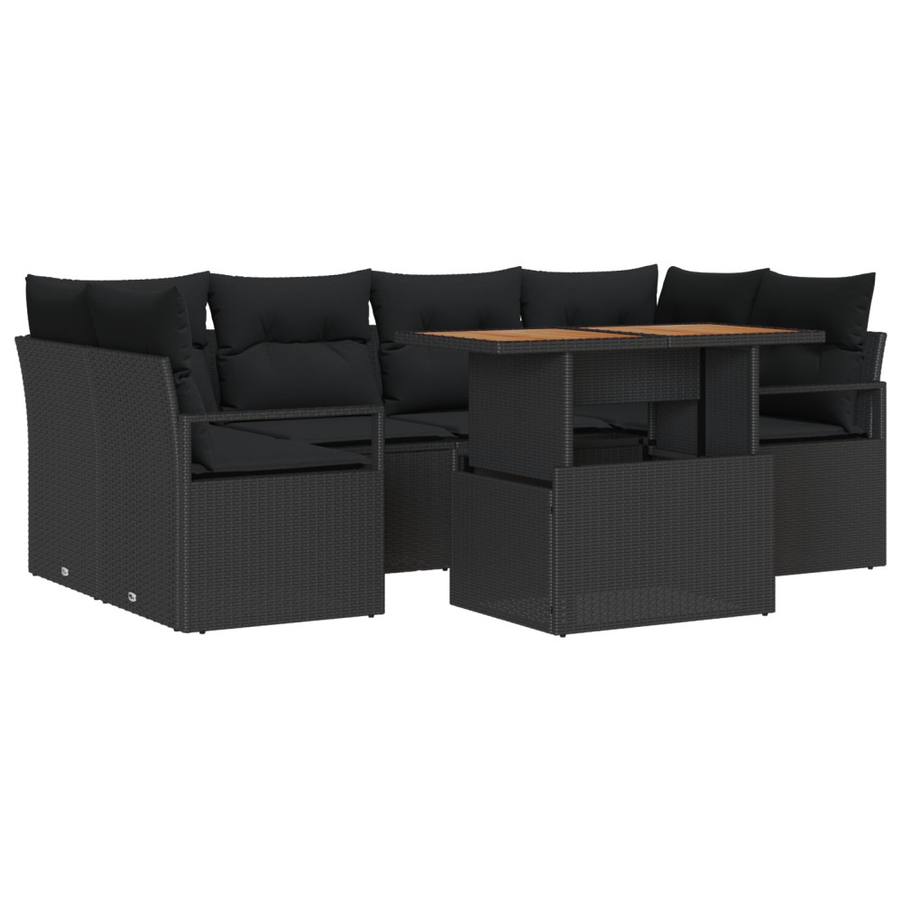 vidaXL Set de canapele pentru grădină 7 pcs Negru 100 x 55 x 73 cm