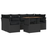 vidaXL Set de canapele pentru grădină 7 pcs Negru 100 x 55 x 73 cm