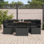 vidaXL Set de canapele pentru grădină 7 pcs Negru 100 x 55 x 73 cm