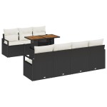 vidaXL Set de canapele pentru grădină cu pernă 8 pcs Negru și Crem