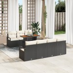 vidaXL Set de canapele pentru grădină cu pernă 8 pcs Negru și Crem