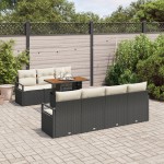 vidaXL Set de canapele pentru grădină cu pernă 8 pcs Negru și Crem