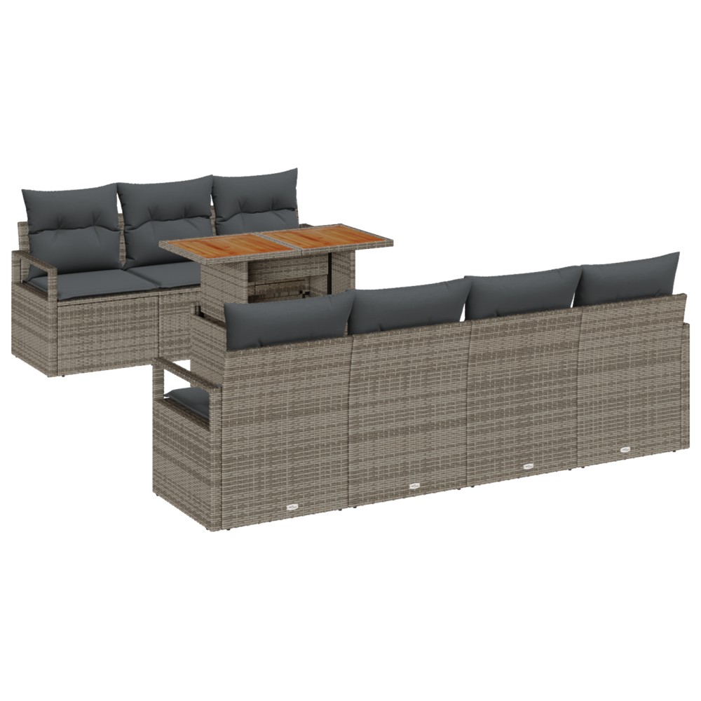 vidaXL Set de canapele pentru grădină cu pernă 8 pcs Gri și Brown