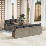 vidaXL Set de canapele pentru grădină cu pernă 8 pcs Gri și Brown