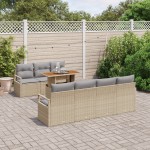 vidaXL Set de canapele pentru grădină cu pernă Manual 8 pcs Bej și gri