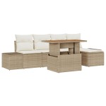 vidaXL Set mobilier grădină cu 6 piese și perne, din rattan poli, acacia