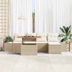 vidaXL Set mobilier grădină cu 6 piese și perne, din rattan poli, acacia