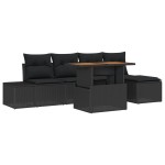 vidaXL Set de masă pentru grădină cu pernă 6 pcs Negru și Maro vidaXL Set de masă pentru grădină cu pernă 6 pcs Negru și Maro