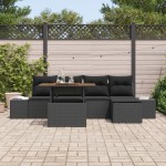 vidaXL Set de masă pentru grădină cu pernă 6 pcs Negru și Maro vidaXL Set de masă pentru grădină cu pernă 6 pcs Negru și Maro