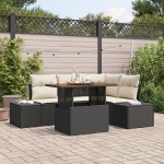 vidaXL Set de canapele pentru grădină cu pernă 5 pcs Negru și Crem