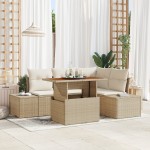 vidaXL Set de canapele pentru grădină cu pernă 5 pcs Bej și crem vidaXL Set de canapele pentru grădină cu pernă 5 pcs Bej și crem