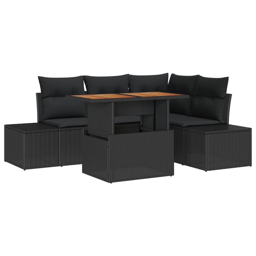 vidaXL Set de canapele pentru grădină cu pernă 5 pcs Negru și Maro