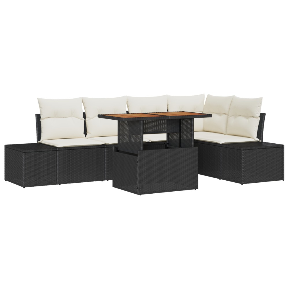 vidaXL Set de masă pentru grădină 6 pcs Negru și Crem 100 x 55 x 73 cm