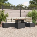 vidaXL Set de masă pentru grădină 6 pcs Negru și Crem 100 x 55 x 73 cm vidaXL Set de masă pentru grădină 6 pcs Negru și Crem 100 x 55 x 73 cm