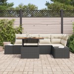 vidaXL Set de masă pentru grădină 6 pcs Negru și Crem 100 x 55 x 73 cm vidaXL Set de masă pentru grădină 6 pcs Negru și Crem 100 x 55 x 73 cm