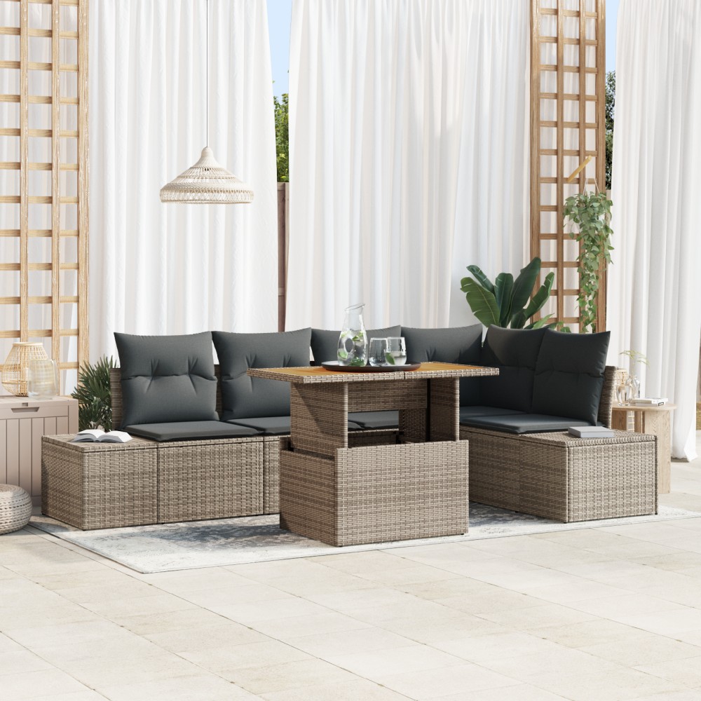 vidaXL Set de masă pentru grădină 6 pcs Gri și Brown 100 x 55 x 73 cm