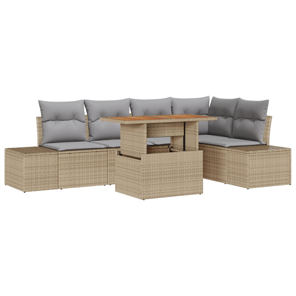 vidaXL Set de masă pentru grădină 6 pcs Bej și gri 100 x 55 x 73 cm