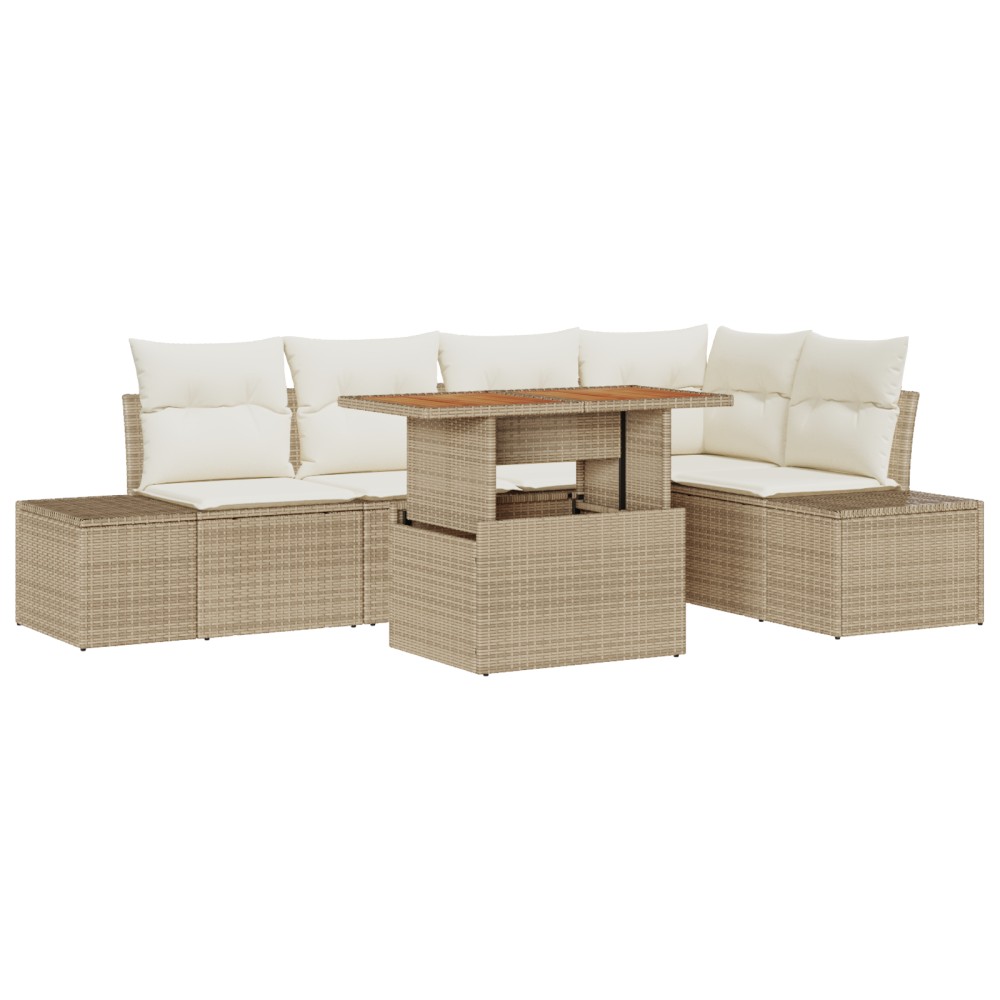 vidaXL Set de masă pentru grădină 6 pcs Bej și crem 100 x 55 x 73 cm
