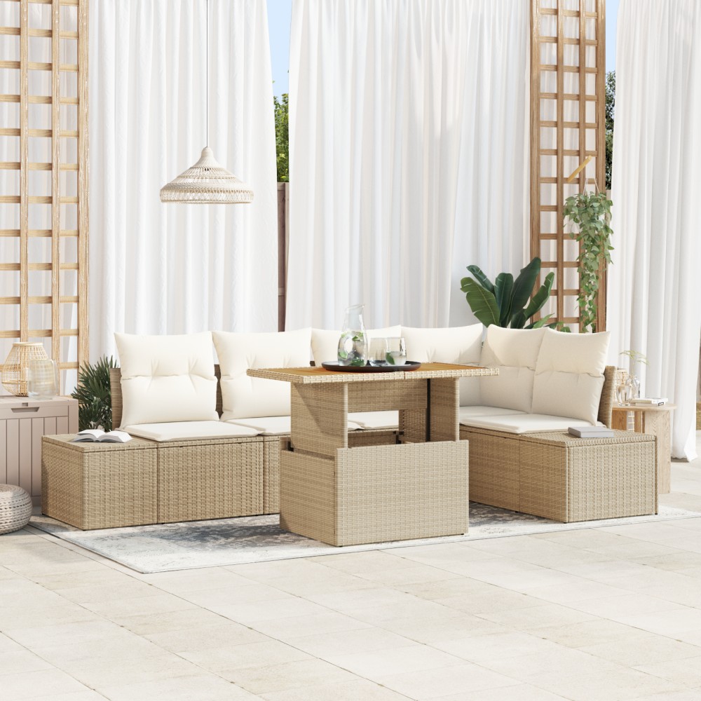 vidaXL Set de masă pentru grădină 6 pcs Bej și crem 100 x 55 x 73 cm