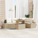 vidaXL Set de masă pentru grădină 6 pcs Bej și crem 100 x 55 x 73 cm vidaXL Set de masă pentru grădină 6 pcs Bej și crem 100 x 55 x 73 cm
