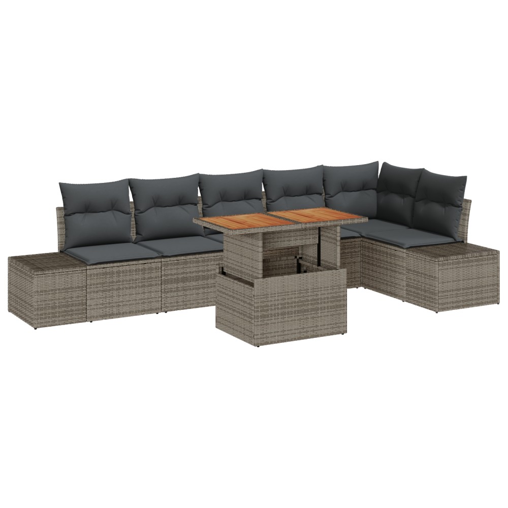 vidaXL Set de masă pentru grădină 7 pcs Gri și Brown 100 x 55 x 73 cm